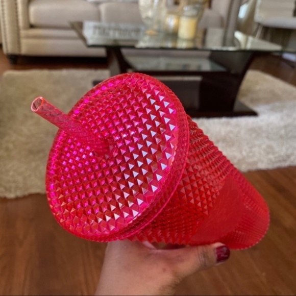 Neon Pink Iridescent Bling Starbucks Tumbler Cup - Picture 5 of 8